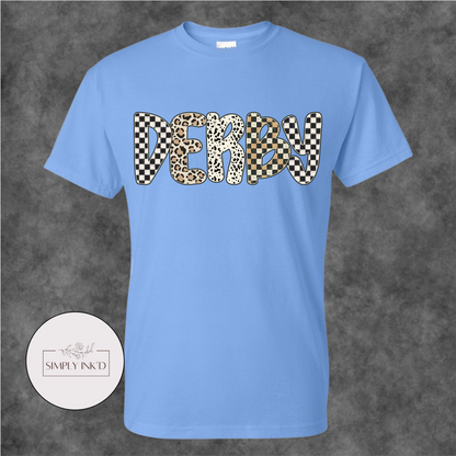 Derby Checkered & Leopard Graphic Tee