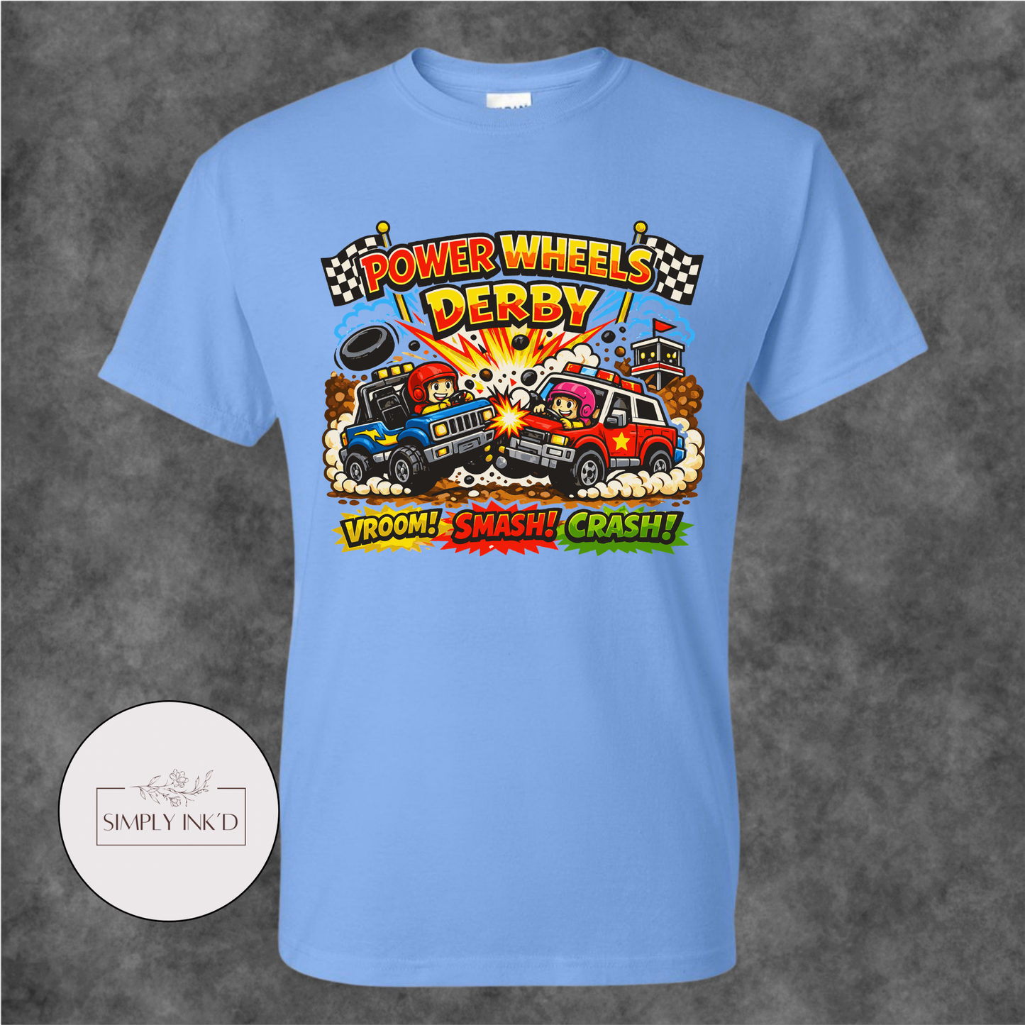 Tiny Tires, Big Crashes Power Wheels Derby Tee