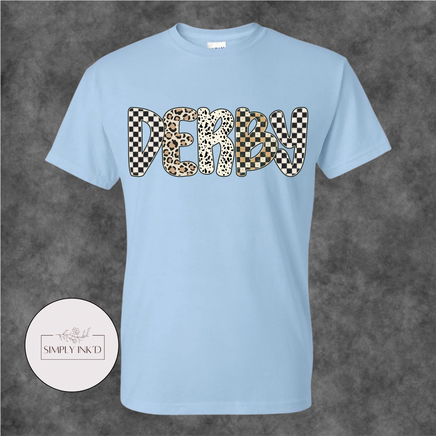 Derby Checkered & Leopard Graphic Tee