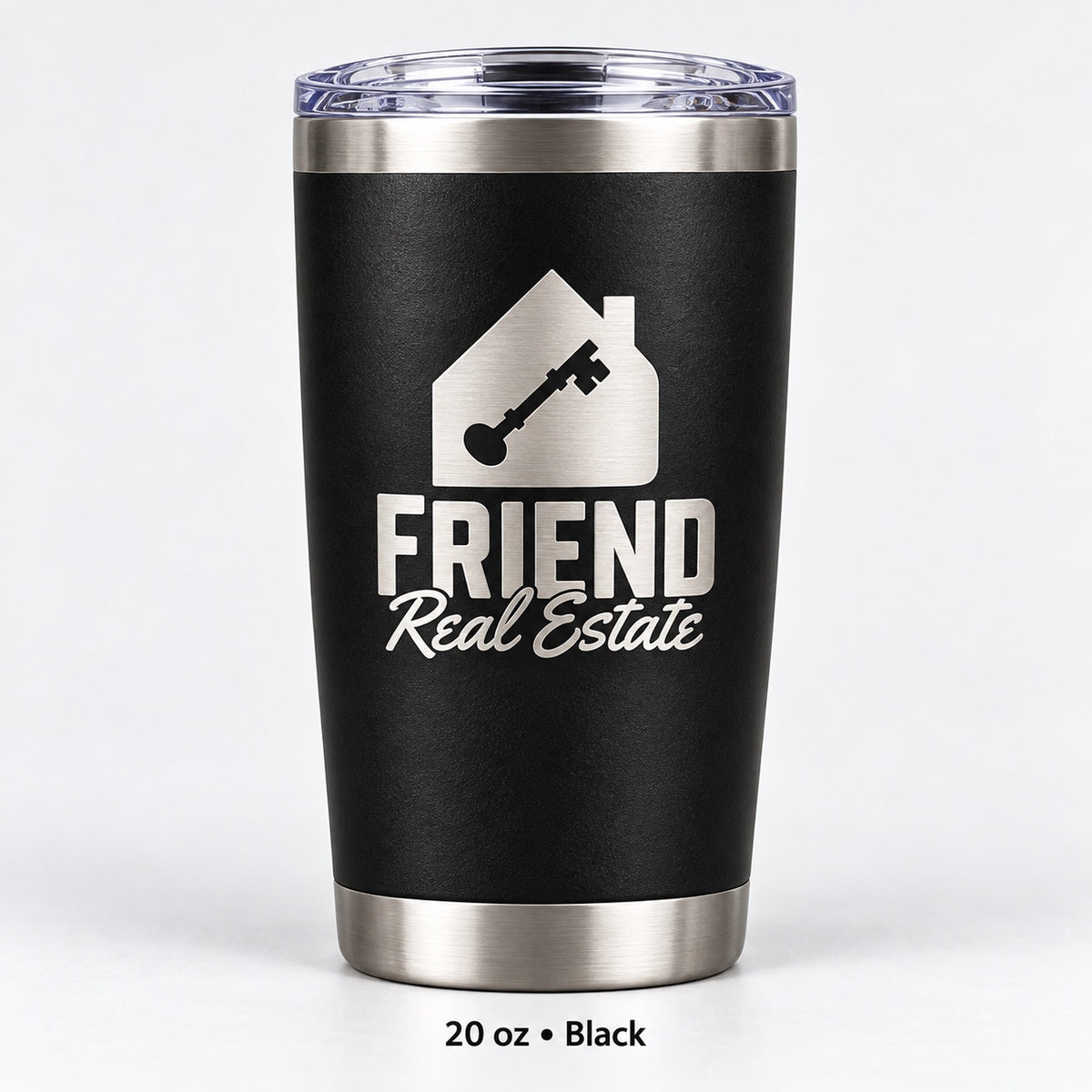 Friend Real Estate laser engraved tumbler – 20 oz Black