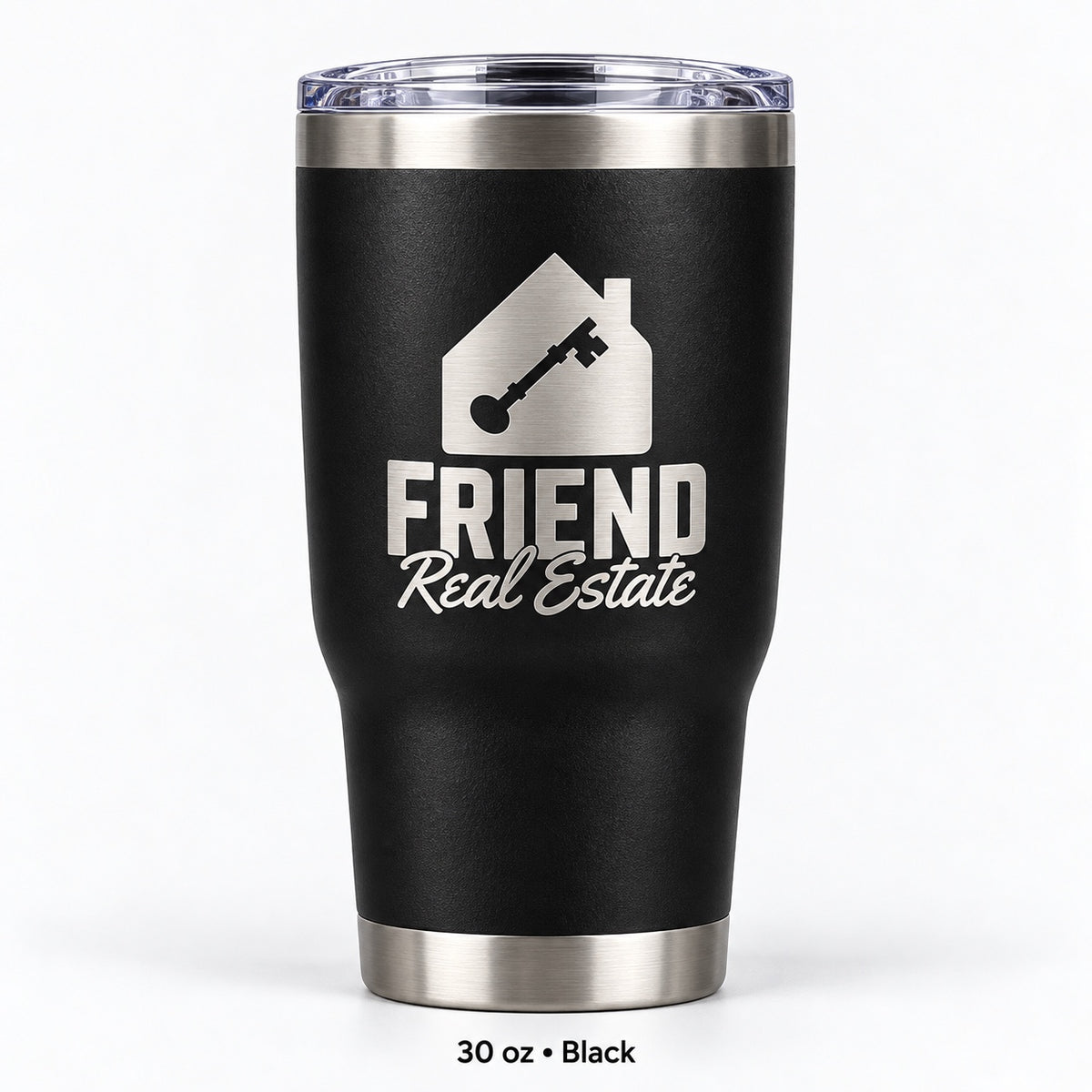 Friend Real Estate laser engraved tumbler – 30 oz Black