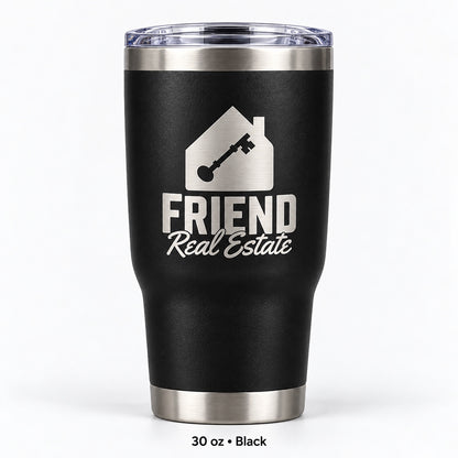 Friend Real Estate laser engraved tumbler – 30 oz Black