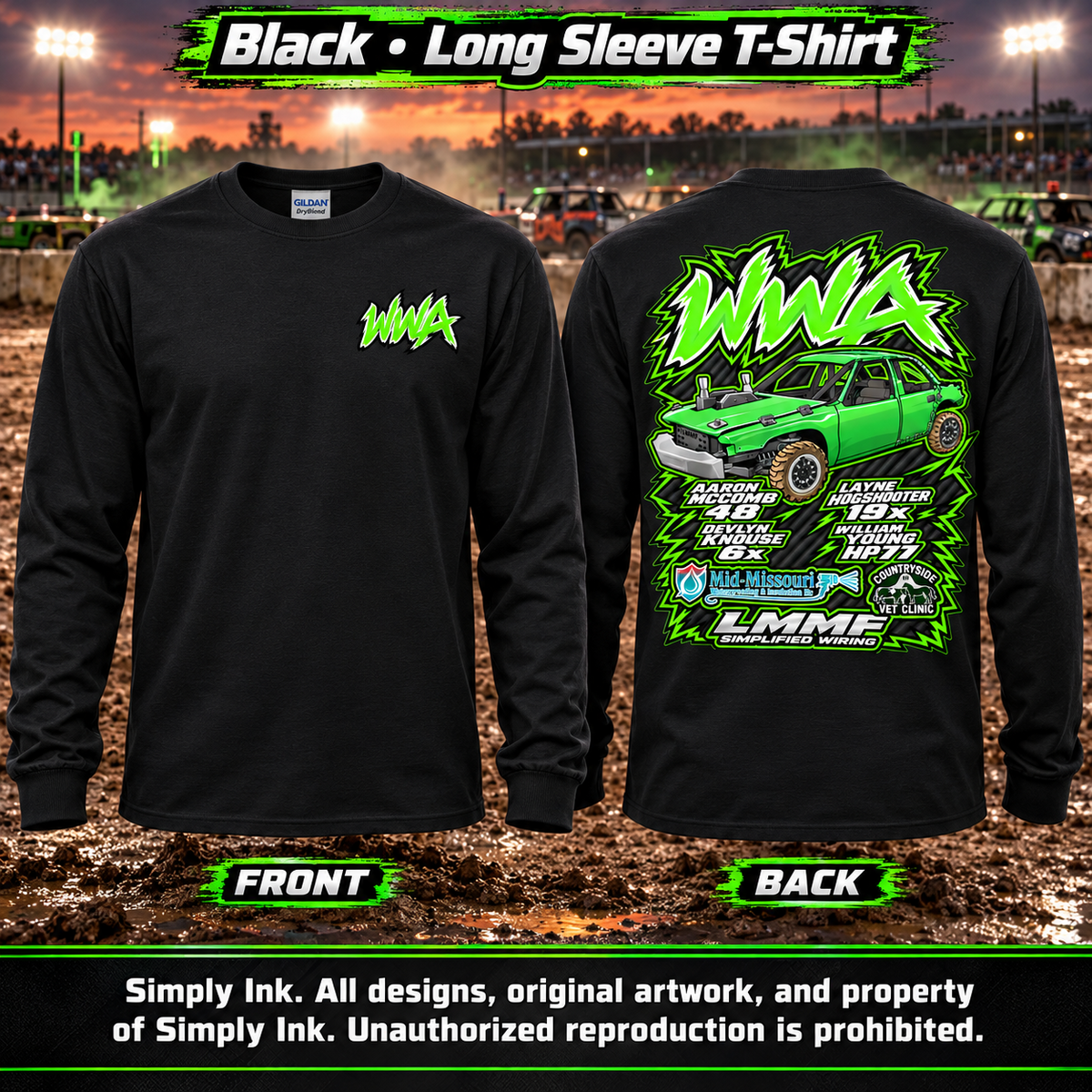 Team WWA Black Long Sleeve front and back