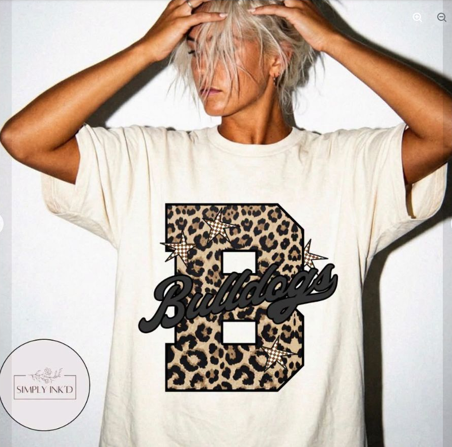 Bulldogs Leopard Football Tee