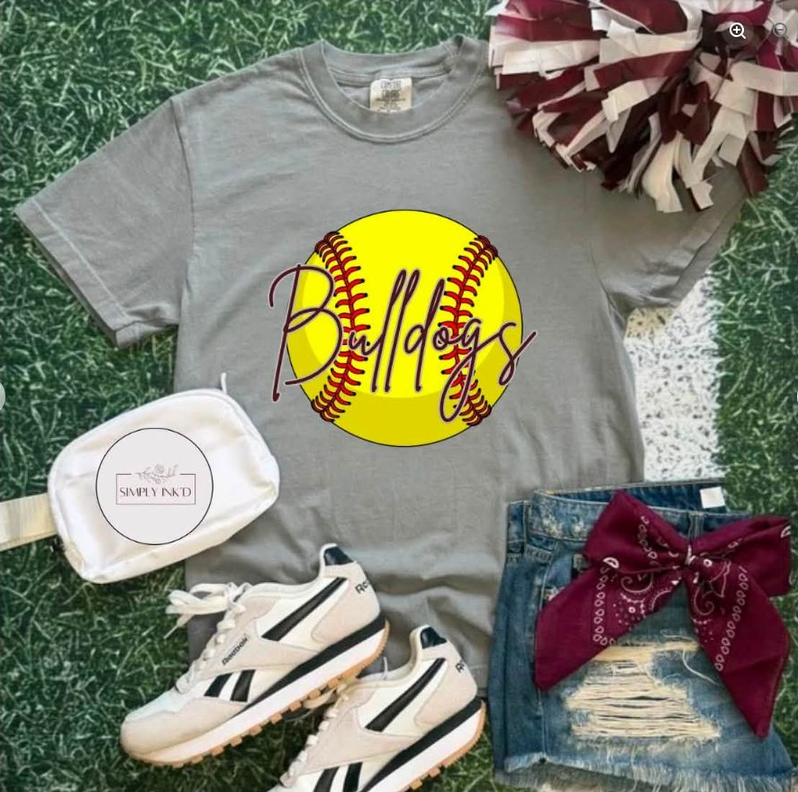Bulldogs Yellow Softball Tee