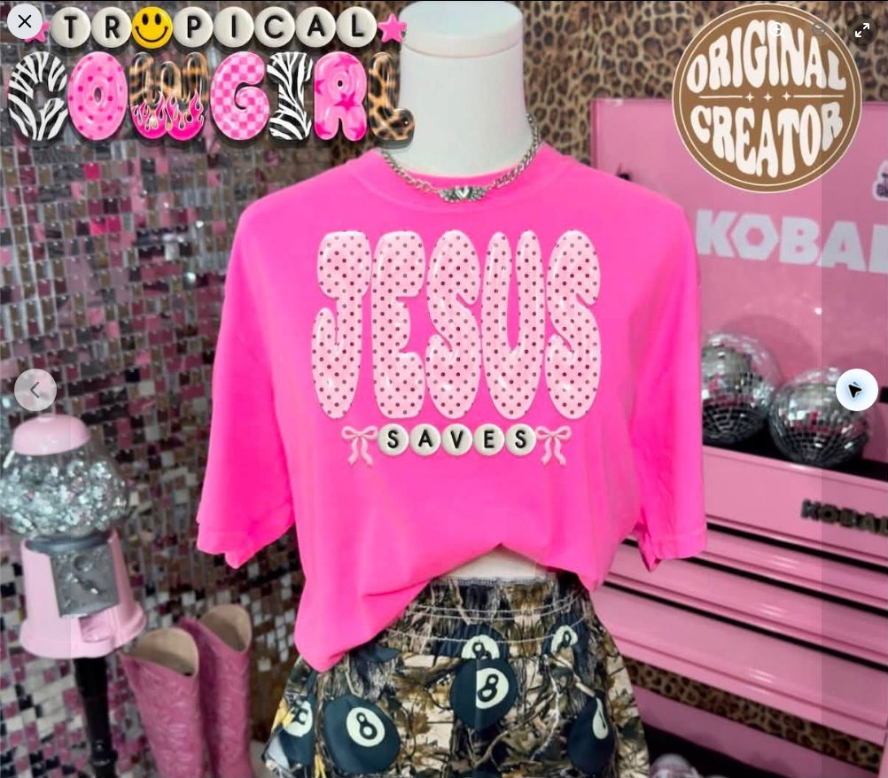 Jesus Saves Pink Graphic Tee