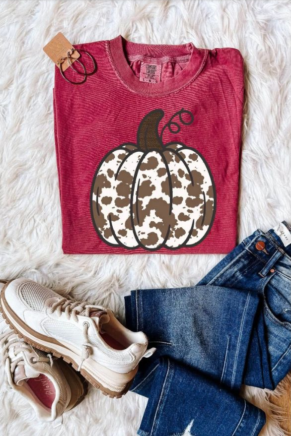 Cow Print Pumpkin Tee