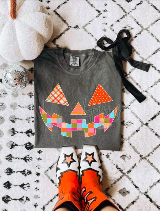 Patchwork Pumpkin Face Tee