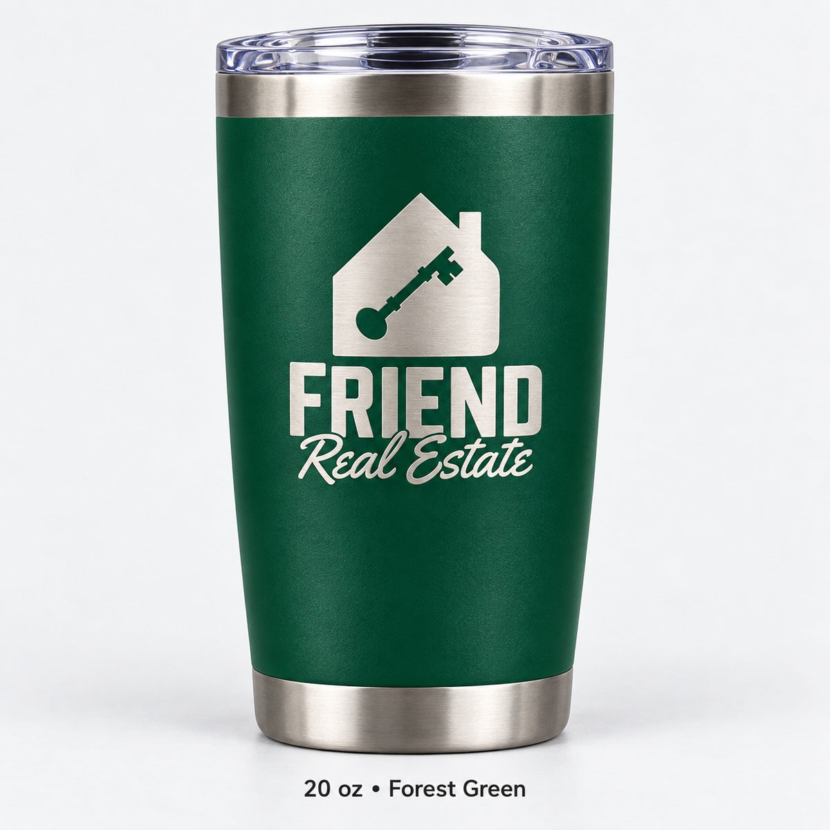 Friend Real Estate laser engraved tumbler – 20 oz Forest Green