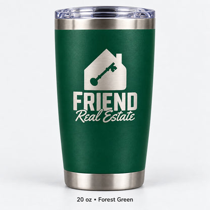 Friend Real Estate laser engraved tumbler – 20 oz Forest Green