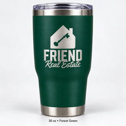 Friend Real Estate laser engraved tumbler – 30 oz Forest Green