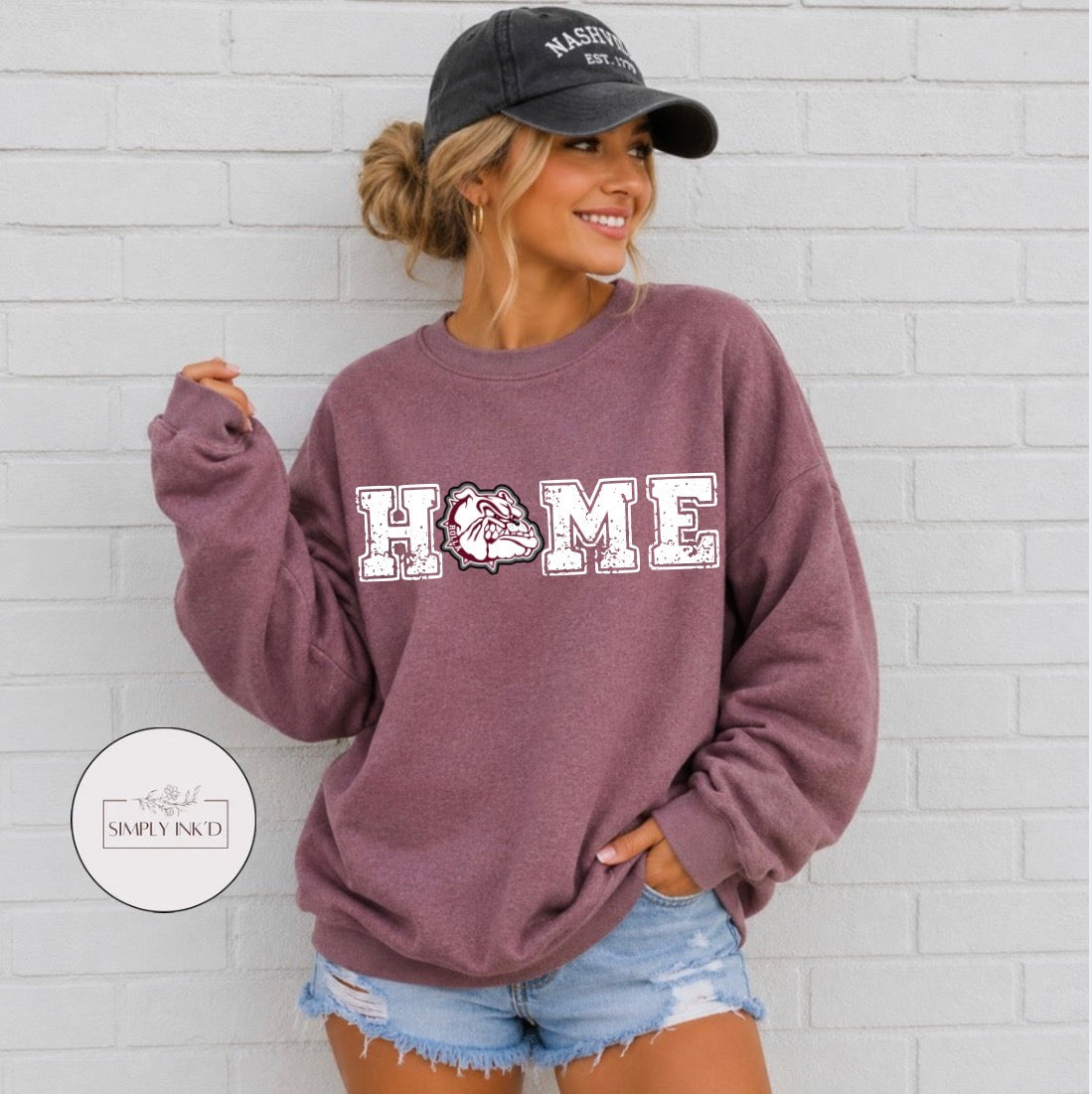 Rolla Bulldogs HOME Crewneck – Heather Maroon