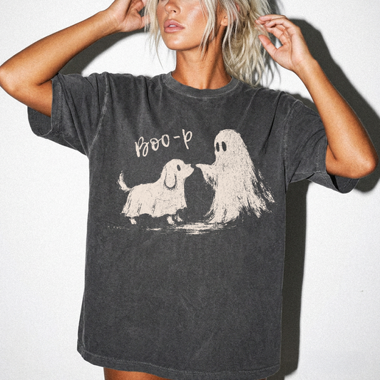 Boo-p Ghost & Puppy Tee | Comfort Colors
