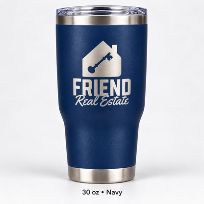 Friend Real Estate laser engraved tumbler – 30 oz Navy