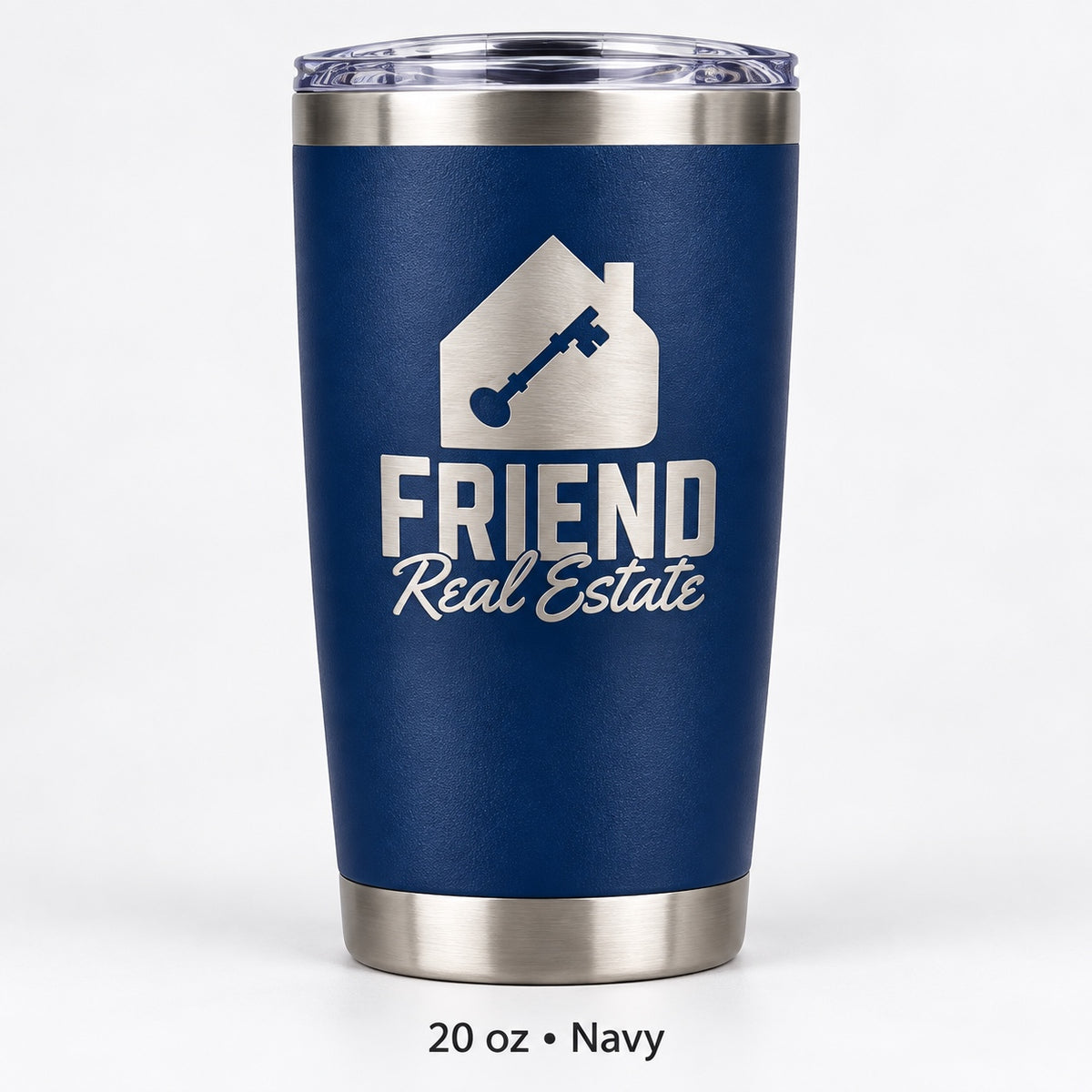 Friend Real Estate laser engraved tumbler – 20 oz Navy
