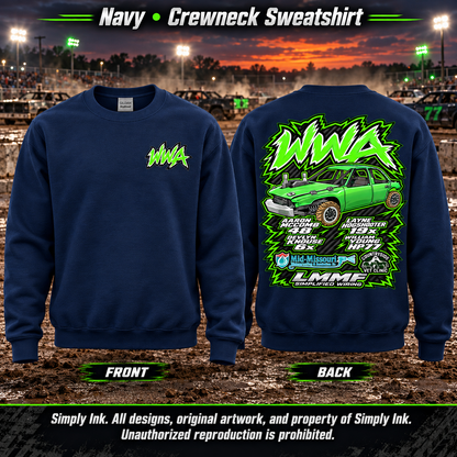 Team WWA Navy Crewneck front and back