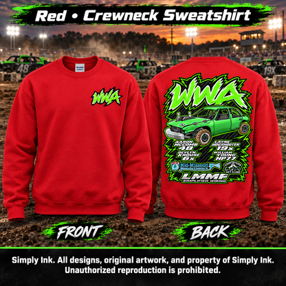 Team WWA Red Crewneck front and back