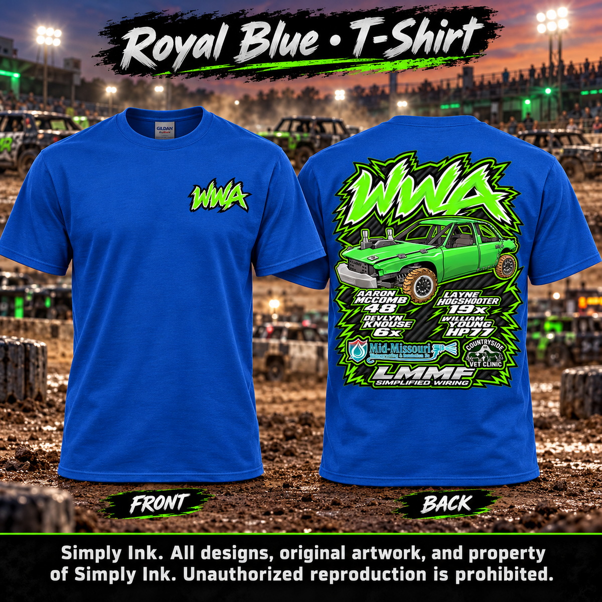 Team WWA Royal Blue T-Shirt front and back