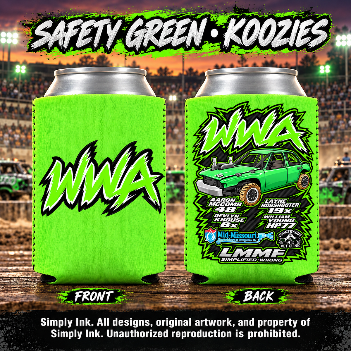 Team WWA Koozie – Safety Green