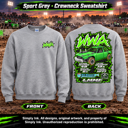 Team WWA Sport Grey Crewneck front and back