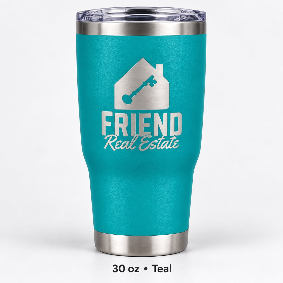 Friend Real Estate laser engraved tumbler – 30 oz Teal