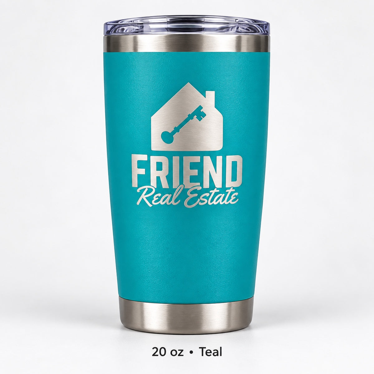 Friend Real Estate laser engraved tumbler – 20 oz Teal