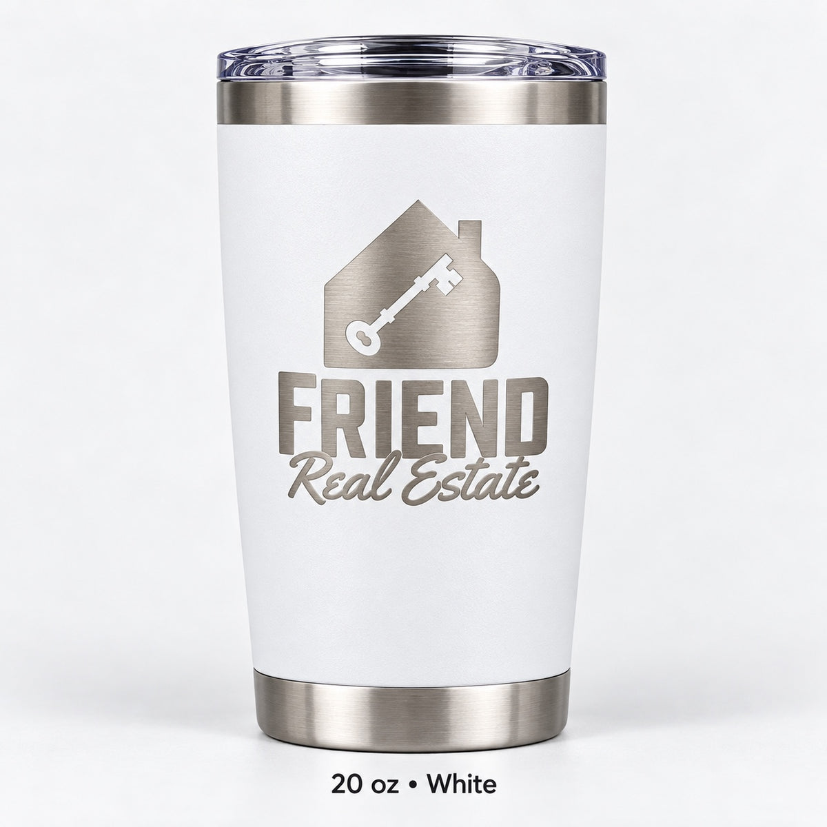 Friend Real Estate laser engraved tumbler – 20 oz White