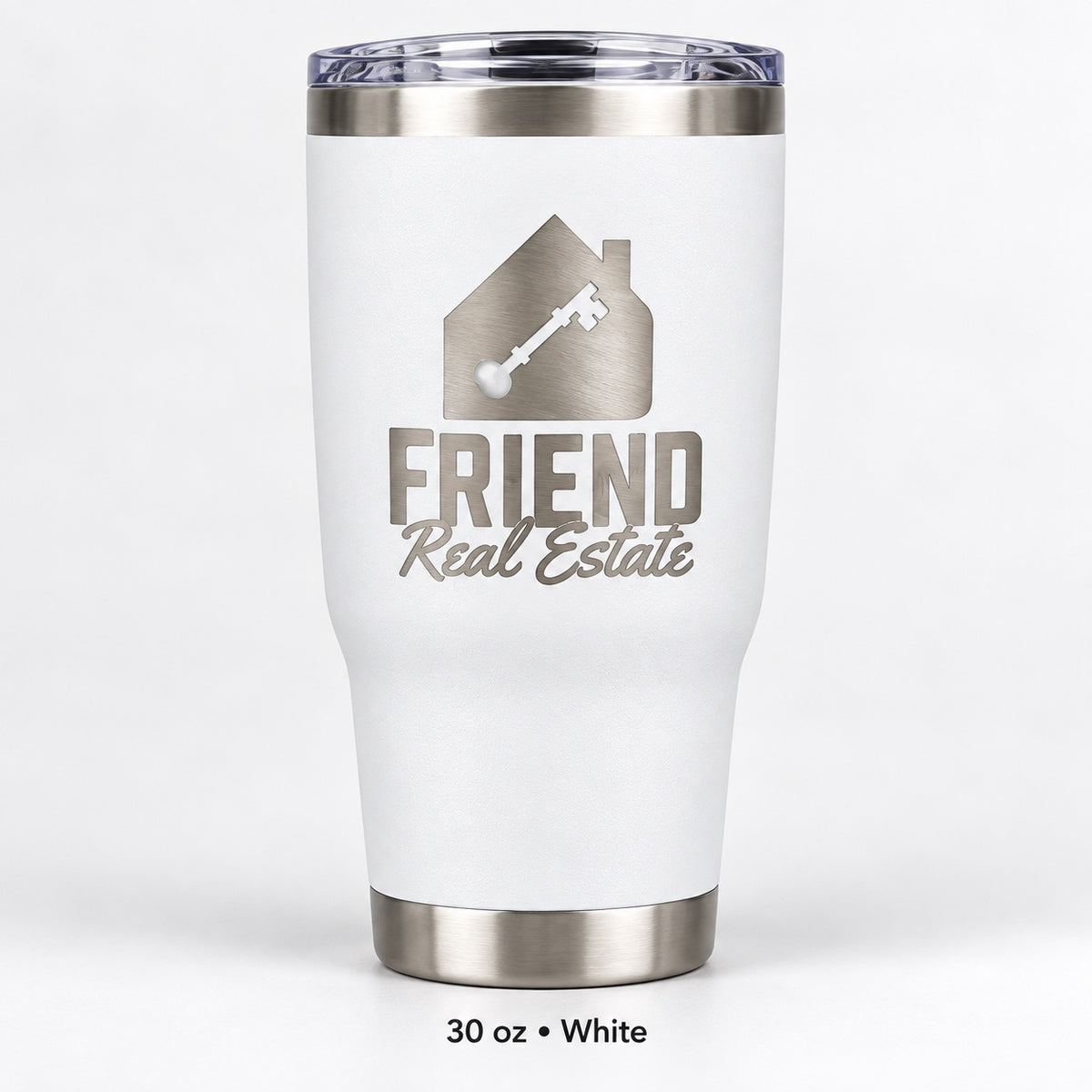 Friend Real Estate laser engraved tumbler – 30 oz White