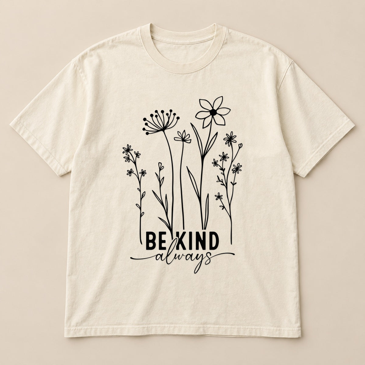 Be Kind Always Wildflowers Tee | Comfort Colors on a real Comfort Colors shirt