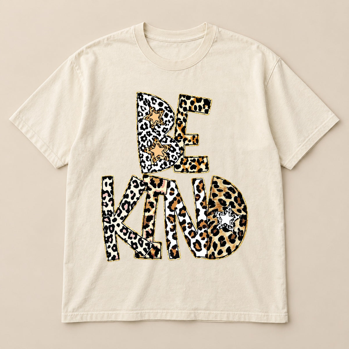 Animal Print Be Kind Tee | Comfort Colors on a real Comfort Colors shirt