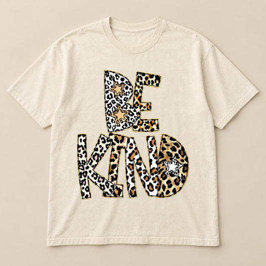 Animal Print Be Kind Tee | Comfort Colors on a real Comfort Colors shirt