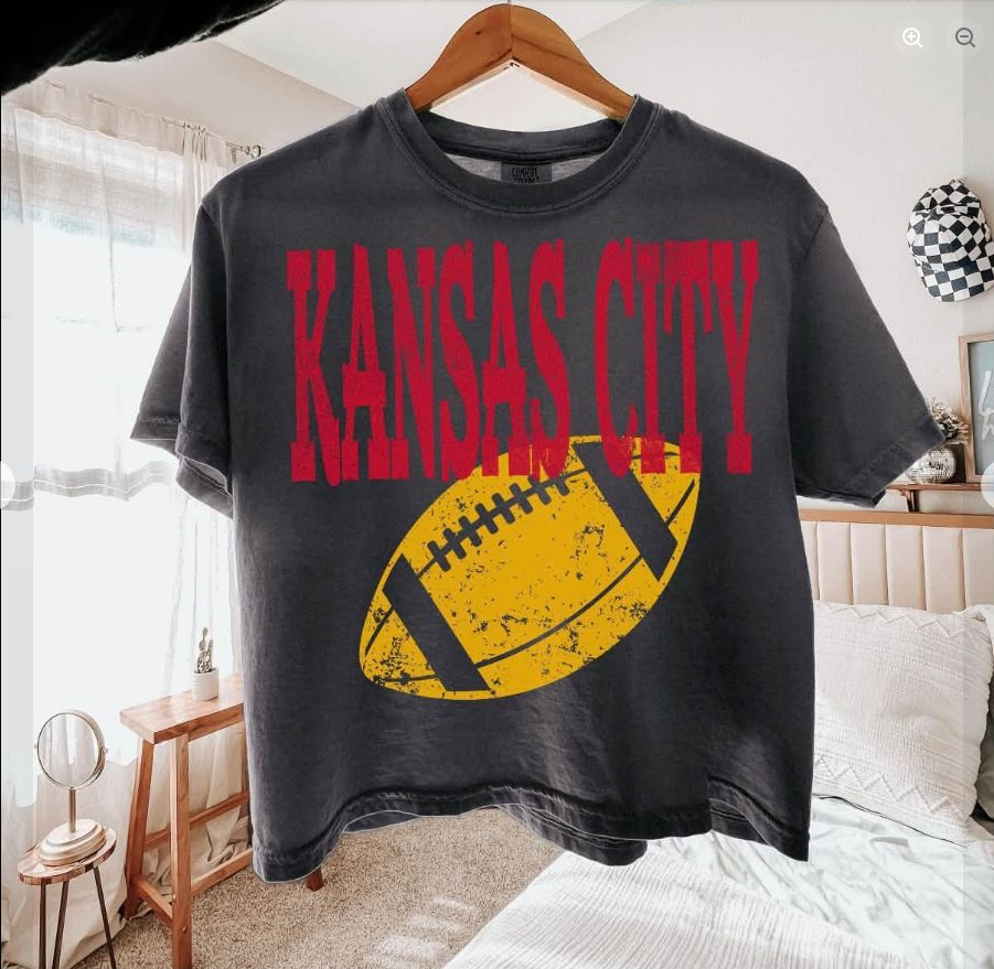 Kansas City Football Tee | Comfort Colors approved design mockup