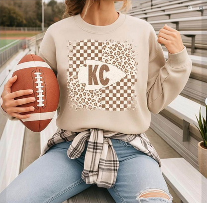Leopard KC Football Tee | Comfort Colors approved design mockup