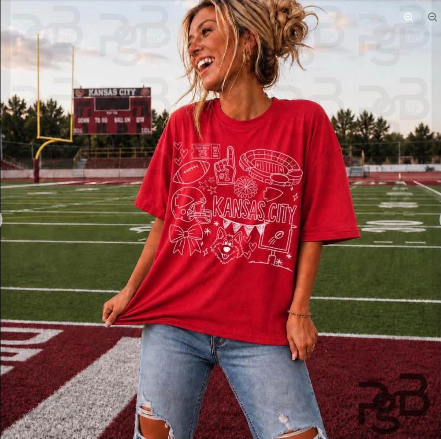 Kansas City Football Icons Tee | Comfort Colors approved design mockup
