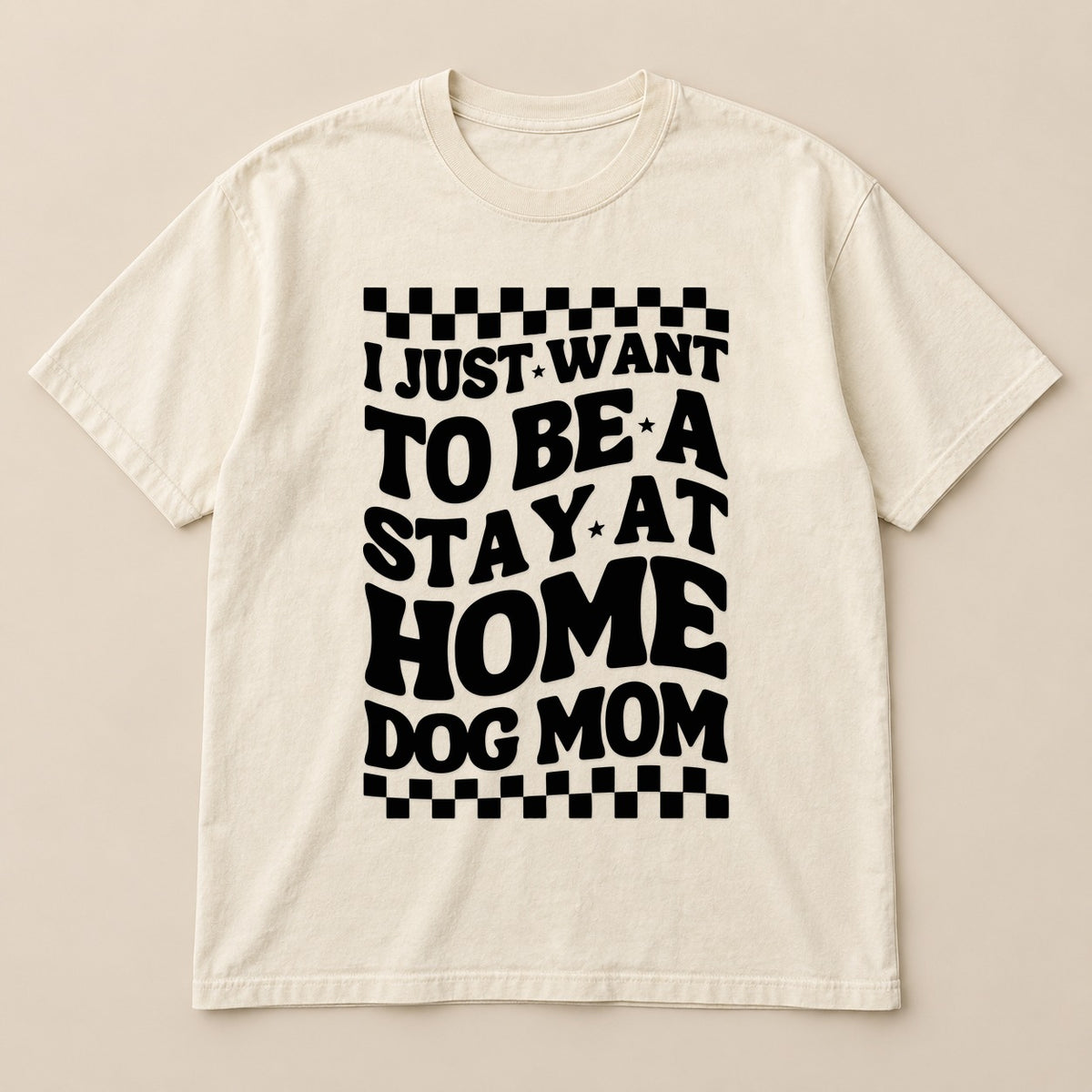 Stay At Home Dog Mom Tee | Comfort Colors on a real Comfort Colors shirt