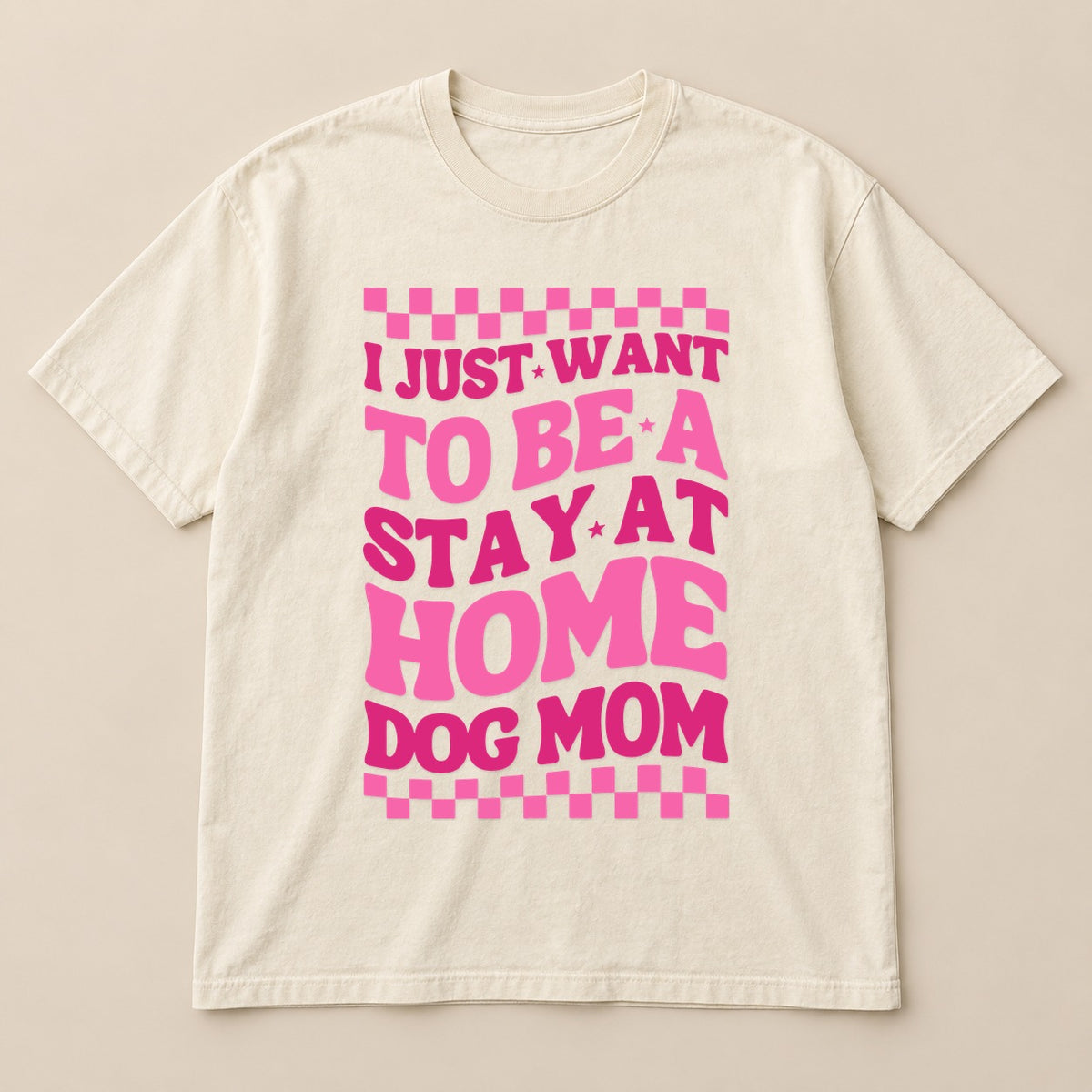 Stay At Home Dog Mom Tee | Comfort Colors on a real Comfort Colors shirt