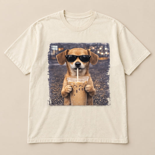 Beagle Coffee Dog Tee | Comfort Colors on a real Comfort Colors shirt