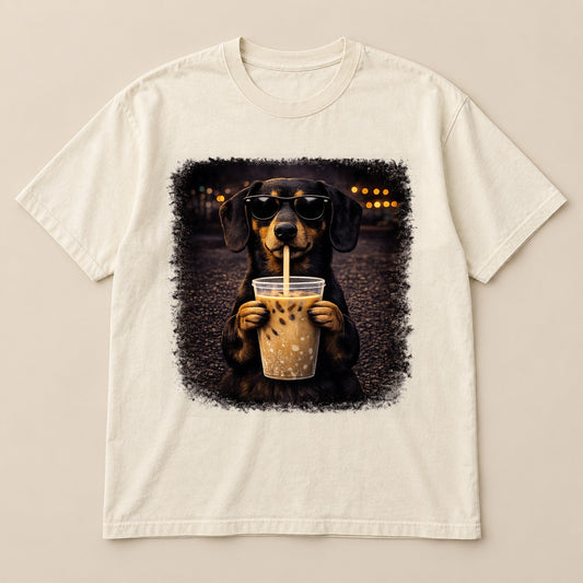 Dachshund Coffee Dog Tee | Comfort Colors on a real Comfort Colors shirt