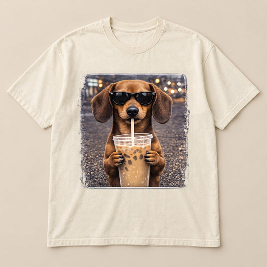 Brown Hound Coffee Dog Tee | Comfort Colors on a real Comfort Colors shirt