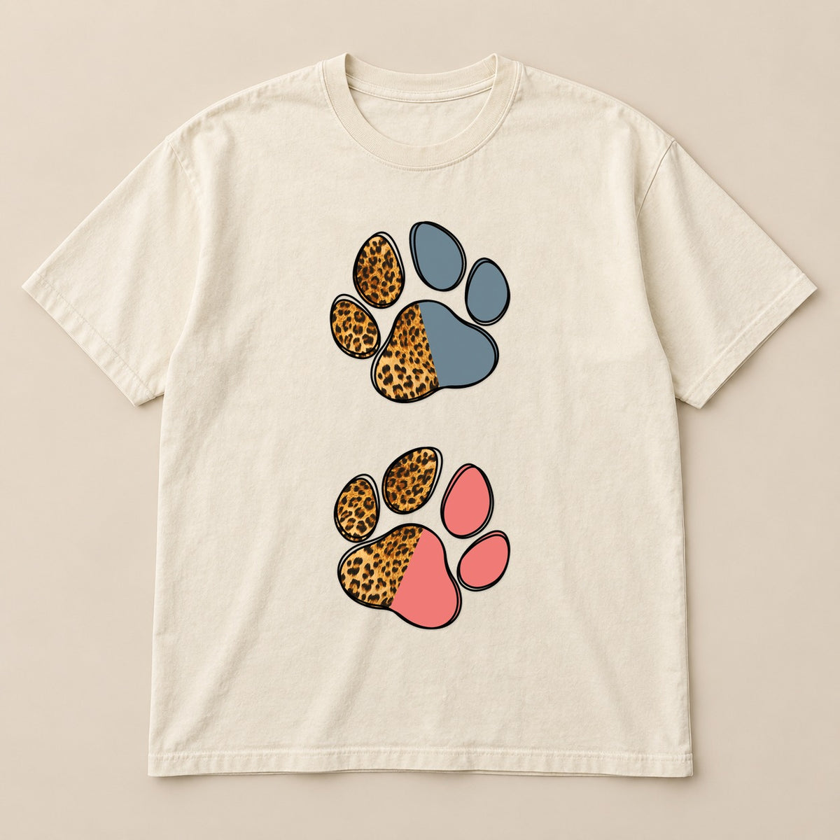 Mixed Print Paw Prints Tee | Comfort Colors on a real Comfort Colors shirt
