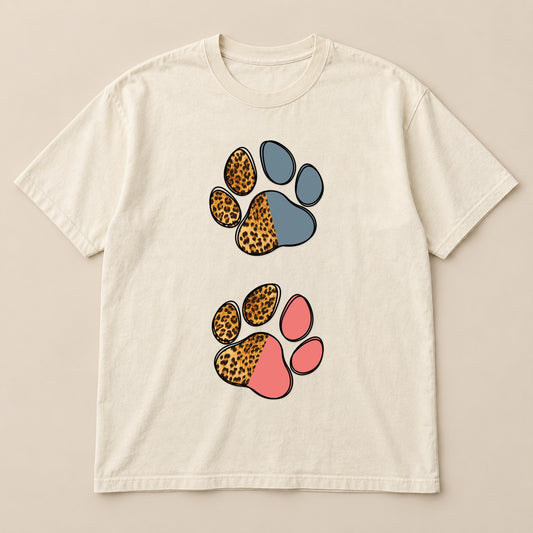 Mixed Print Paw Prints Tee | Comfort Colors on a real Comfort Colors shirt
