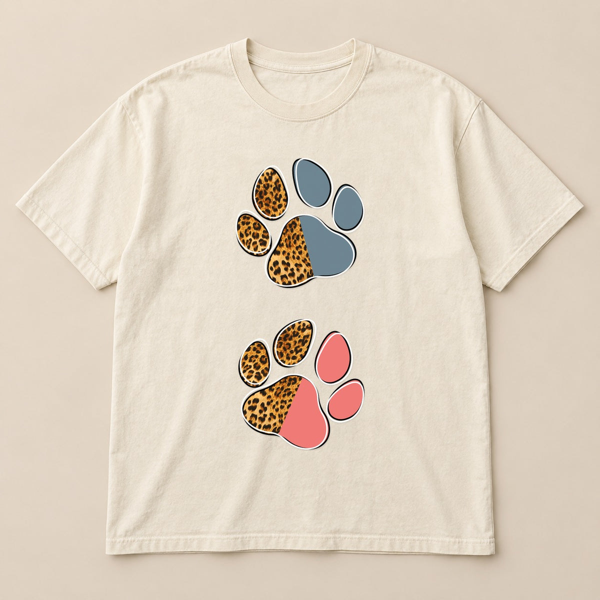 Mixed Print Paw Prints Tee | Comfort Colors on a real Comfort Colors shirt