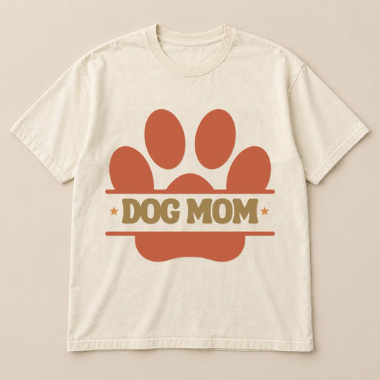 Retro Paw Dog Mom Tee | Comfort Colors on a real Comfort Colors shirt
