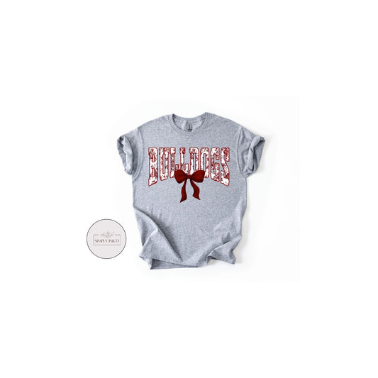 Bulldogs Floral Bow Tee shirt mockup