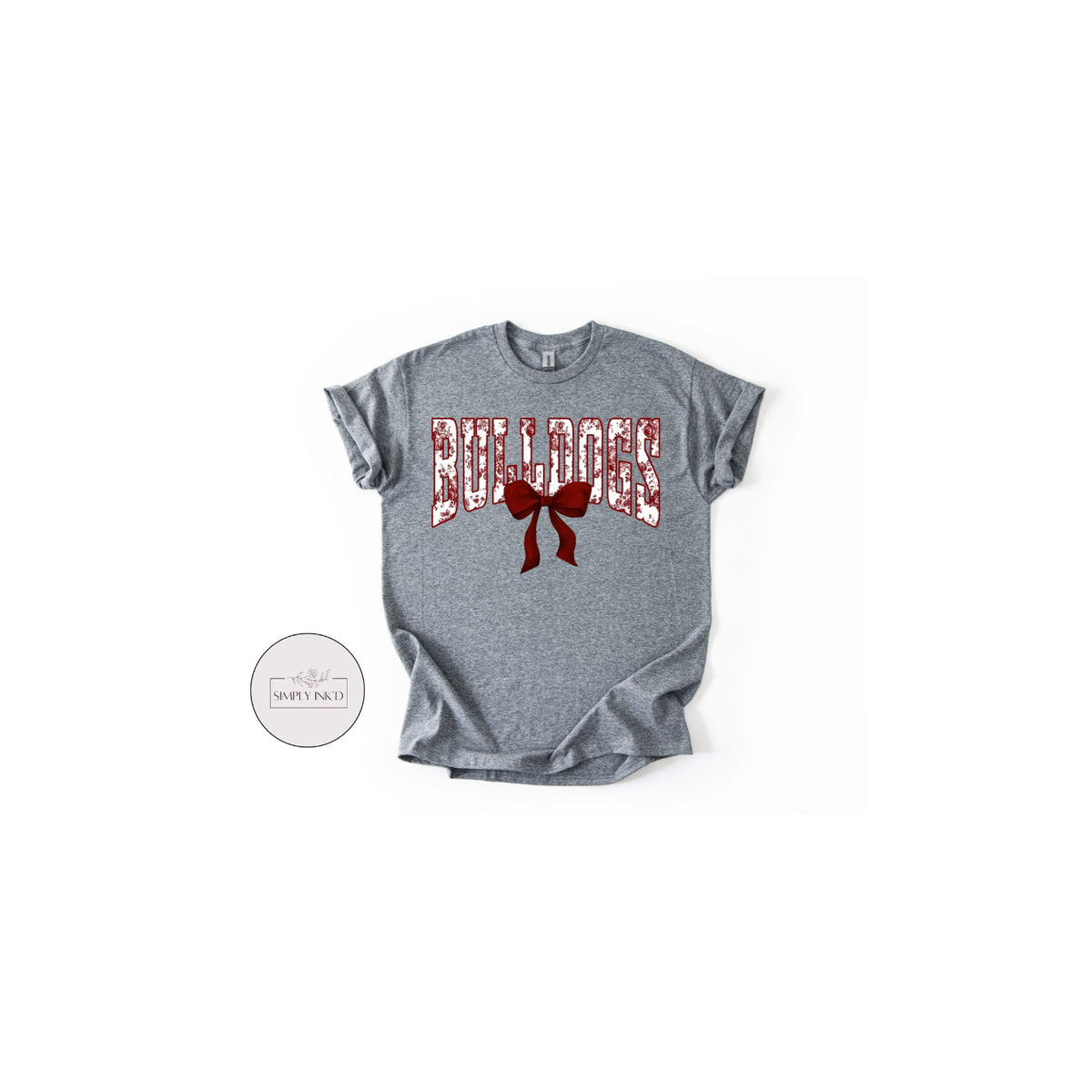 Bulldogs Floral Bow Tee shirt mockup
