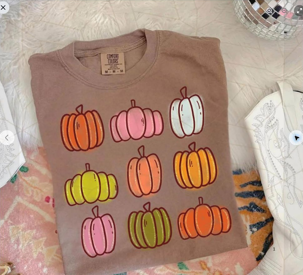Colorful Pumpkin Grid Tee | Comfort Colors approved design mockup