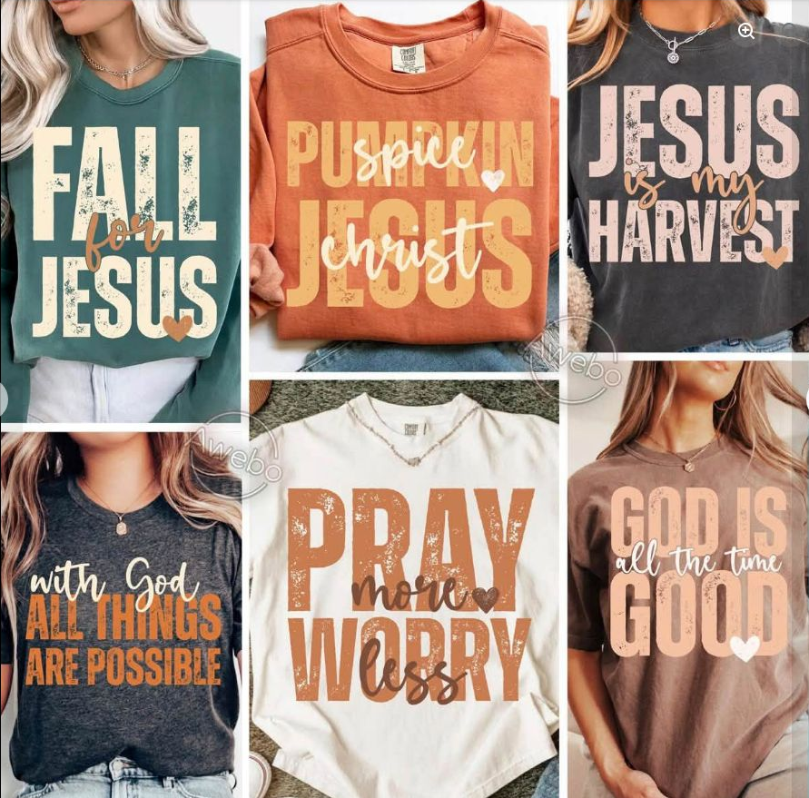 Fall for Jesus Collage Tee | Comfort Colors approved design mockup
