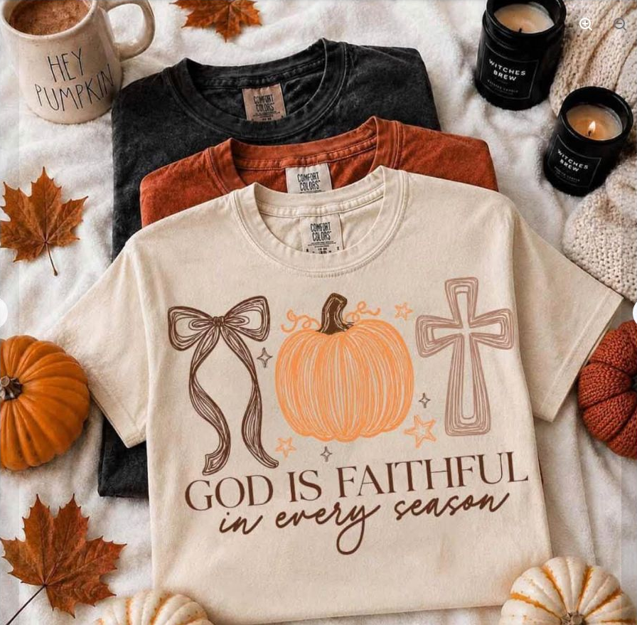 God Is Faithful Pumpkins Tee | Comfort Colors approved design mockup