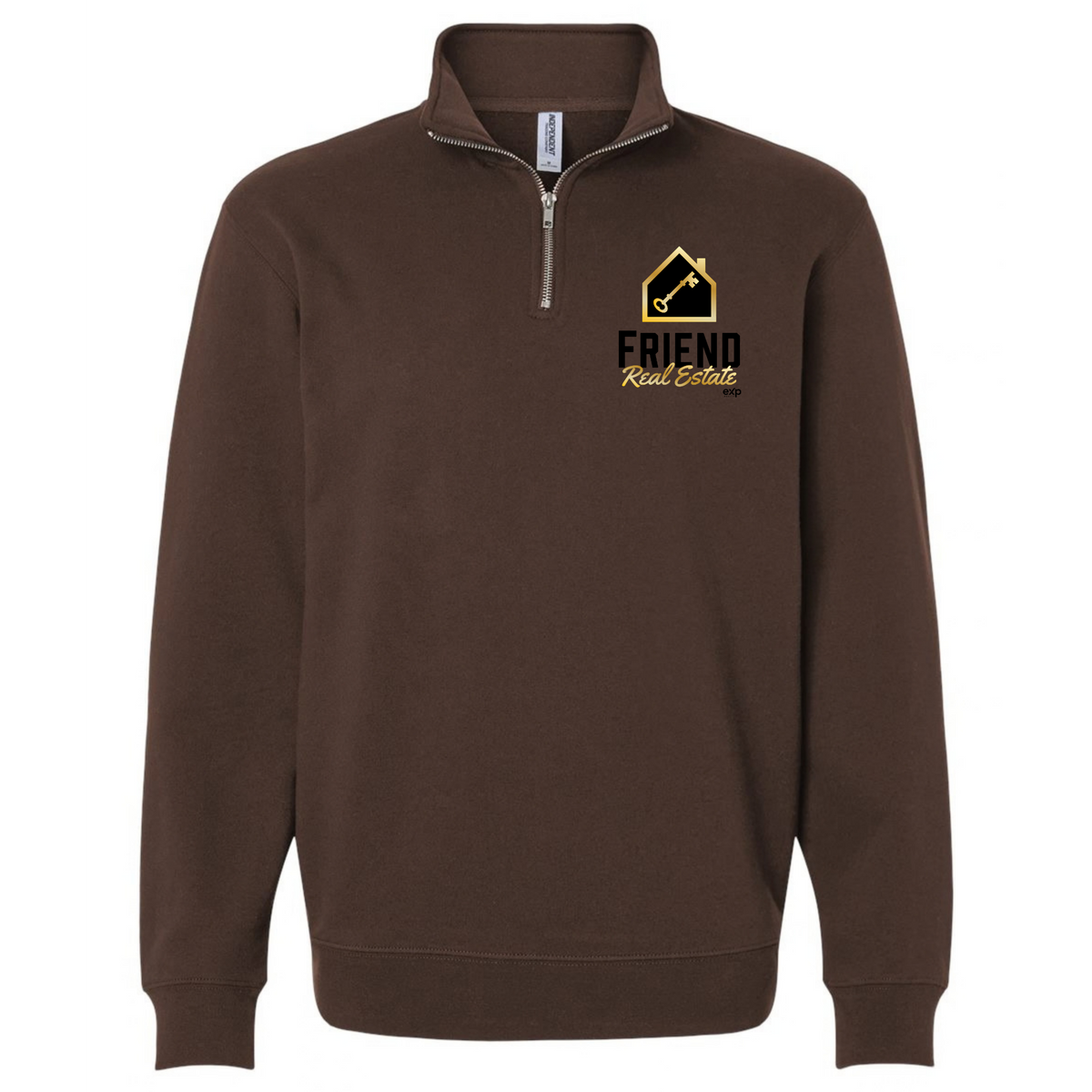 Friend Real Estate Independent quarter-zip in Brown