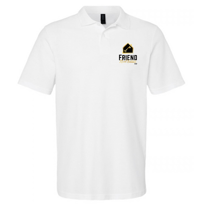 Friend Real Estate Gildan Softstyle polo in White, left chest logo